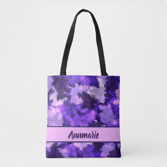 Purple Blue & Cool Abstract Shapes Pattern  Tote Bag (Front)