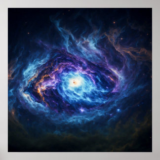 Purple & Blue Cosmic Eye Clouds Poster