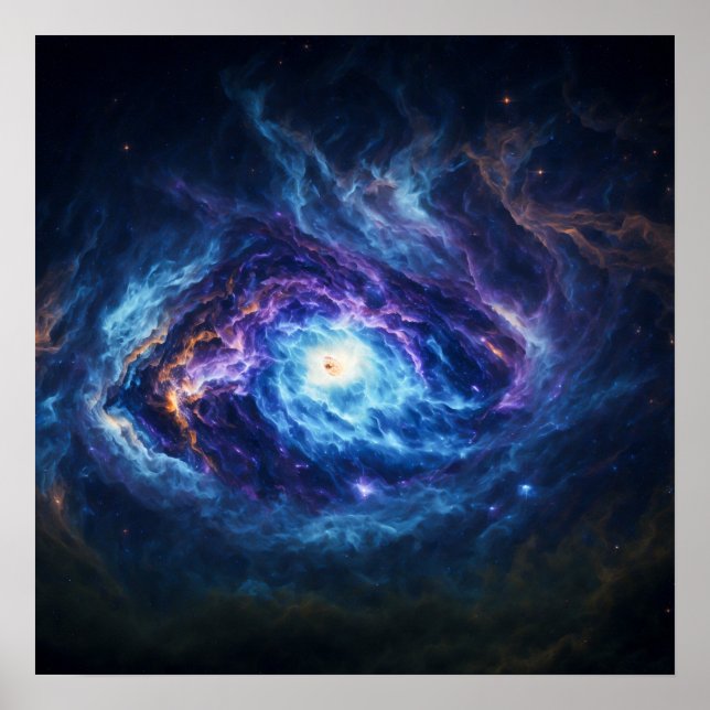 Purple & Blue Cosmic Eye Clouds Poster (Front)