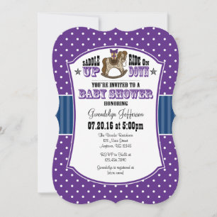 Purple Blue Cowboy Baby Shower Invitation