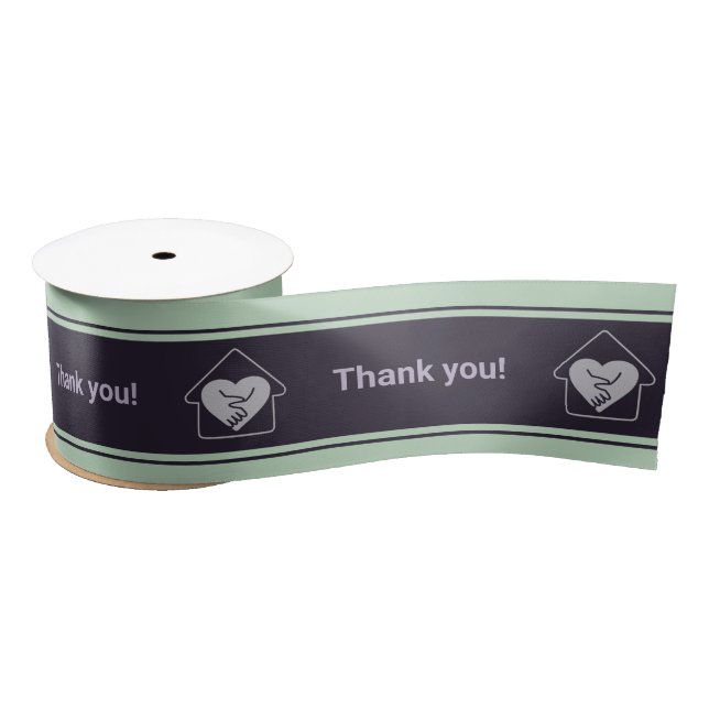 Purple & Blue Custom Logo Thank You Satin Ribbon (Spool)