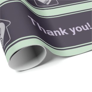 Purple & Blue Custom Logo & Thank You Wrapping Pap Wrapping Paper