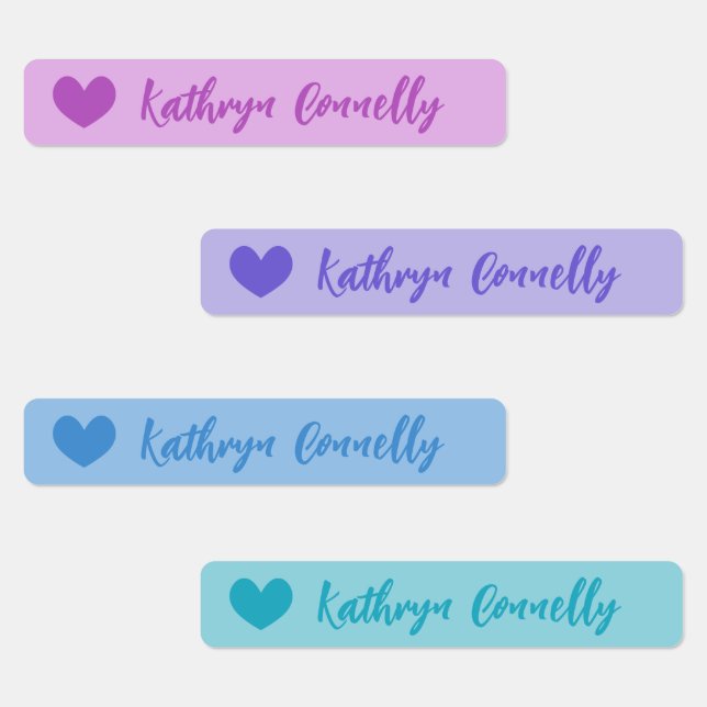 Purple Blue Cute Heart Pretty Script (Group)