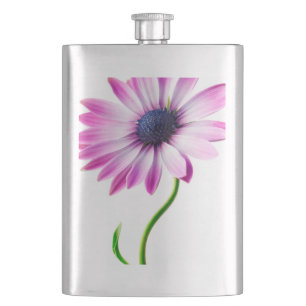 Purple Blue Daisy Flower Floral Daisies Flower Hip Flask