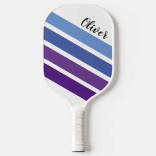 Purple Blue Diagonal Stripe Pickleball Paddle