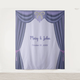 Purple Blue Diamond Bow Wedding Photo Backdrop Tapestry