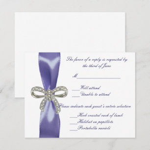 Purple Blue Diamond Bow Wedding Response Card