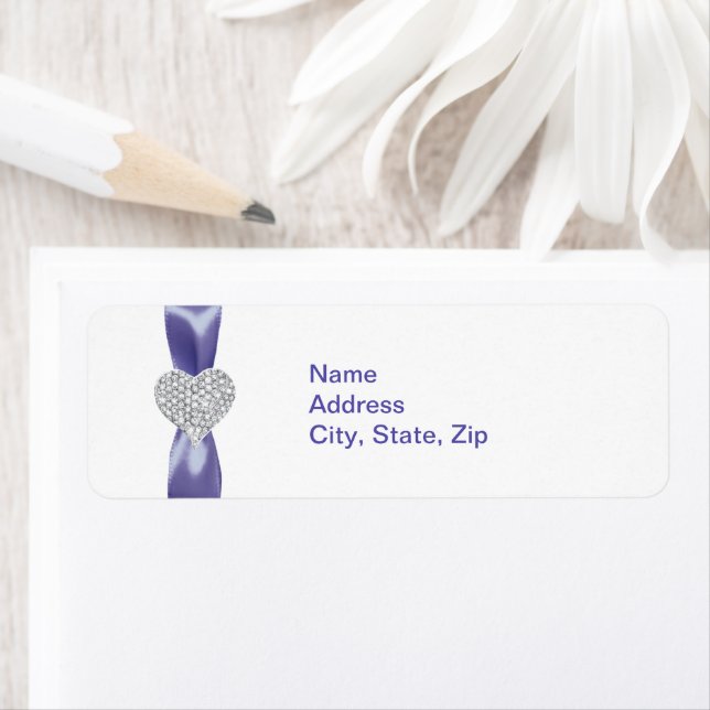 Purple Blue Diamond Heart Address Labels (Insitu)