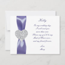 Purple Blue Diamond Heart Maid Of Honour Card