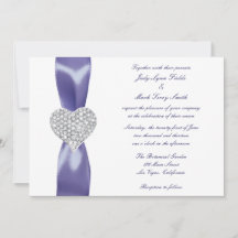 Purple Blue Diamond Heart Wedding Invitation