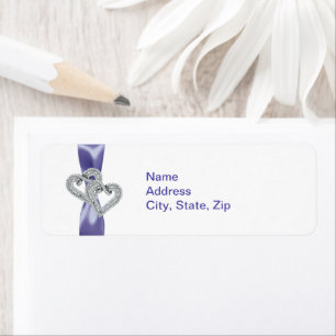 Purple Blue Diamond Hearts Address Labels