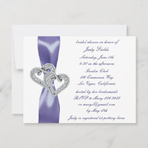 Purple Blue Diamond Hearts Bridal Shower Invitation