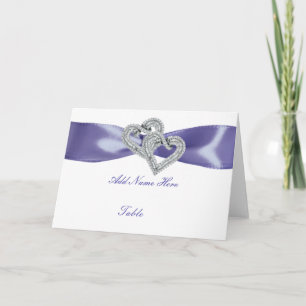 Purple Blue Diamond Hearts Folded Table Place Card