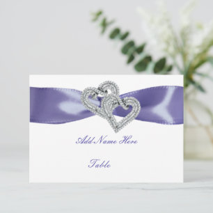 Purple Blue Diamond Hearts Table Place Card