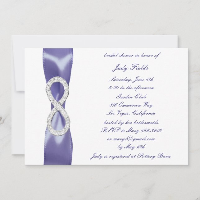 Purple Blue Diamond Infinity Bridal Shower Invitation (Front)