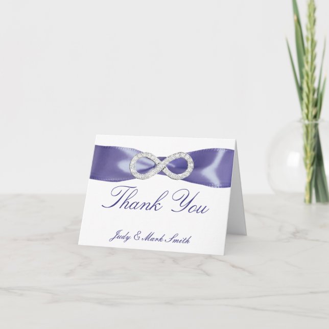 Purple Blue Diamond Infinity Thank You Card (Front)