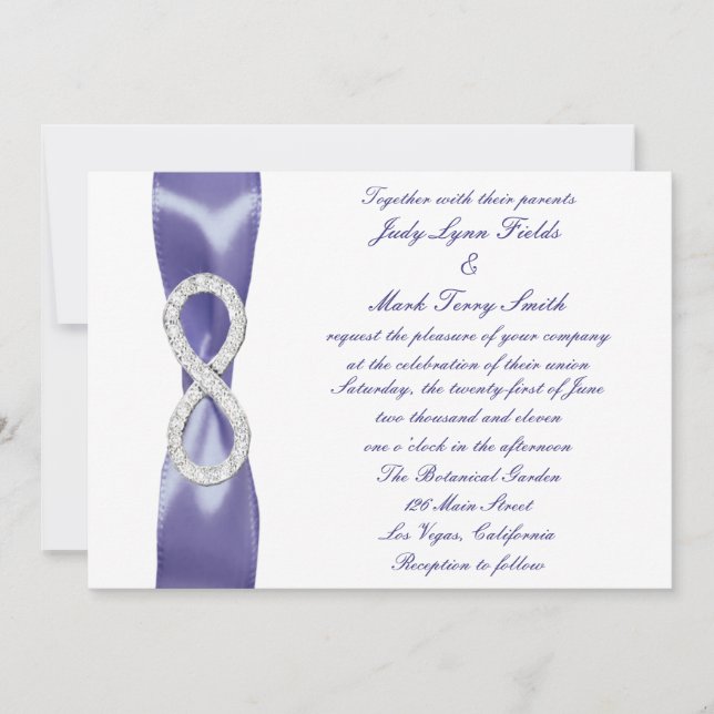 Purple Blue Diamond Infinity Wedding Invitation (Front)