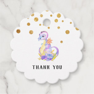 * Purple Blue Dragon Baby Shower Cute Thank You Favour Tags