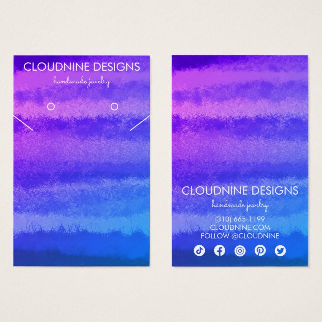 Purple Blue Earring Necklace Jewellery Display Car (Front & Back)