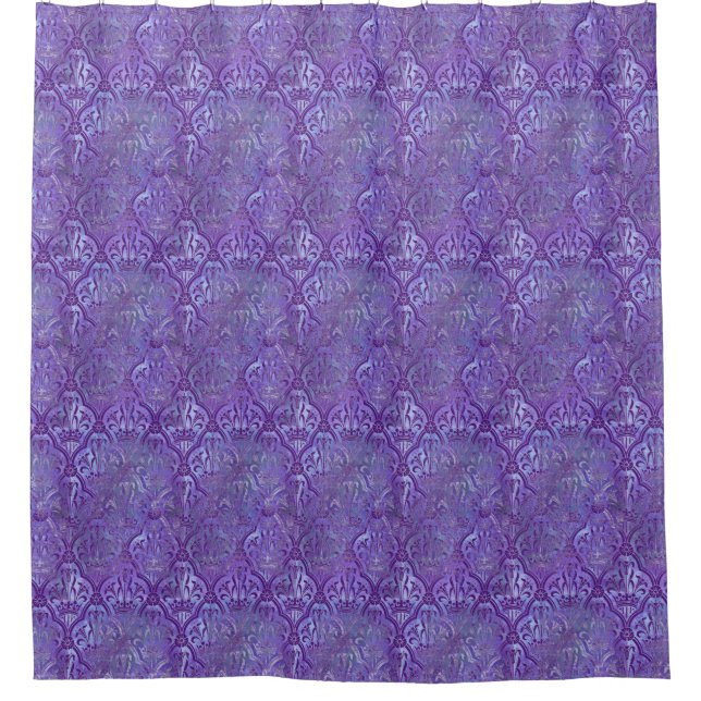 Purple Blue Elegant Pattern Vintage Shower Curtain (Front)
