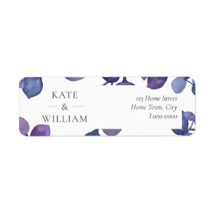 Purple Blue Eucalyptus Leaves Address Label