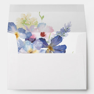 Purple Blue Floral Envelope