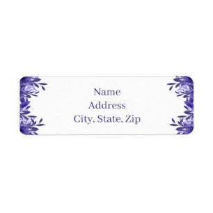 Purple Blue Floral Foliage Address Labels
