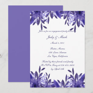 Purple Blue Floral Foliage Engagement Party Invitation