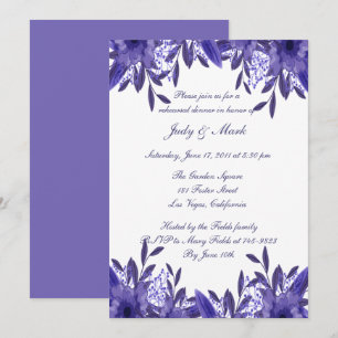 Purple Blue Floral Foliage Rehearsal Dinner Invitation