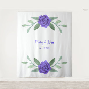 Purple Blue Floral Greenery Foliage Photo Backdrop Tapestry