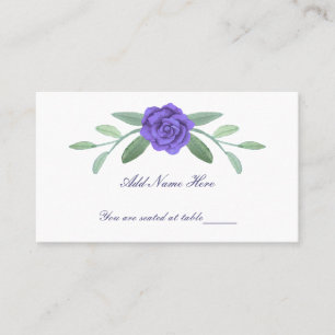 Purple Blue Floral Greenery Foliage Table Place Card