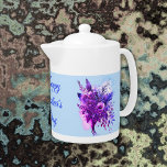 Purple & Blue Floral Happy Mother's Day | Tea Pots<br><div class="desc">Elegant and simple,  blue and purple floral watercolour  with Happy Mother's Day in blue elegant text for you to customize as you choose.</div>