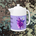 Purple & Blue Floral Happy Mother's Day | Tea Pots<br><div class="desc">Elegant and simple,  blue and purple floral watercolour  with Happy Mother's Day in dark purple elegant text for you to customize as you choose.</div>