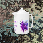 Purple & Blue Floral Happy Mother's Day | Tea Pots<br><div class="desc">Elegant and simple,  blue and purple floral watercolour  with Happy Mother's Day in purple elegant text for you to customize as you choose.</div>