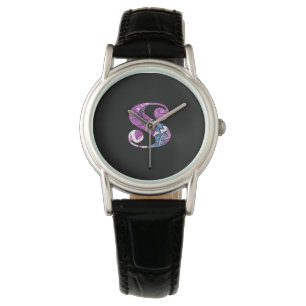 Purple Blue Floral Monogram S Watch