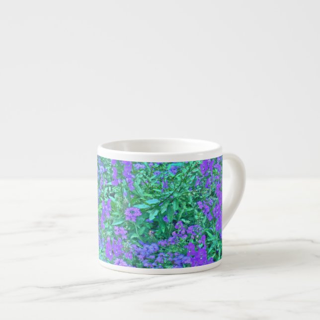 "PURPLE & BLUE  FLORAL (PHOTOG.) EXPRESSO CUP (Front Right)