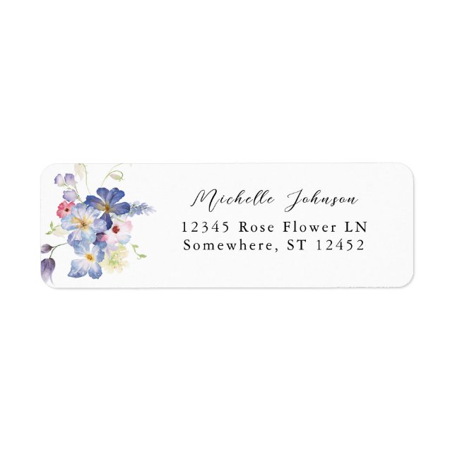 Purple Blue Floral Return Address Label (Front)