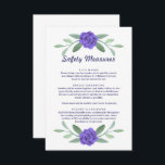 Purple Blue Floral Safety Measures Enclosure Card<br><div class="desc">Provide your guests with all of your wedding health and safety protocols with this COVID-19 safety guidelines enclosure card to communicate all the safety information for your guests. Help keep your vulnerable guests safe and comfortable coming to your wedding with this indication of social distancing instructions. Ideal for guest safety...</div>