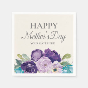 Purple Blue Floral Sage Leaves Mother's Day Napkin