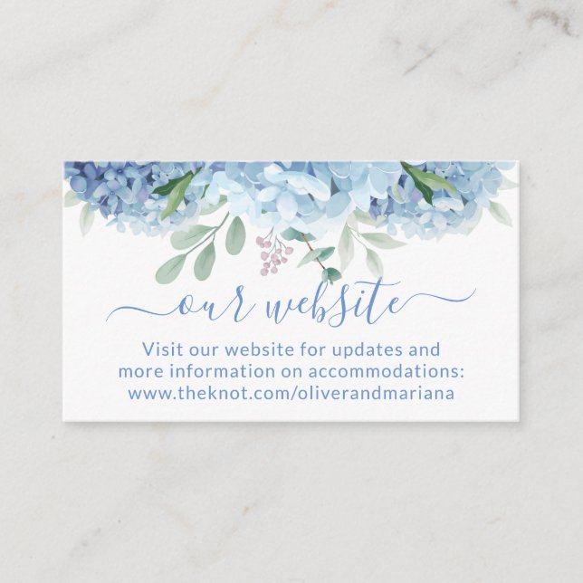 Purple Blue Floral Wedding Enclosure Card (Front)