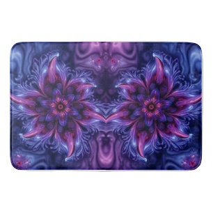 Purple blue flower Dream Abstract Fractal art Bath Mat