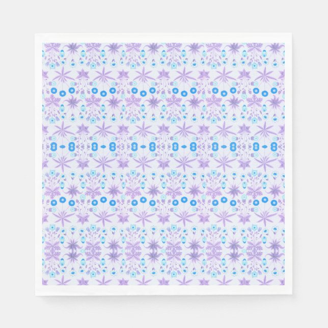 Purple Blue Flower Pattern Napkin (Front)