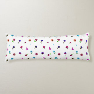 Purple & Blue Flower Print, Modern Floral Print Body Cushion