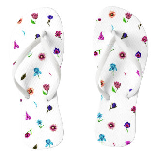 Purple & Blue Flower Print, Modern Floral Print Flip Flops
