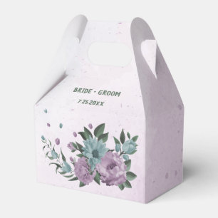 purple blue flowers botanical wedding favour box