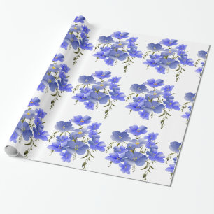 Purple Blue Flowers Pattern Wrapping Paper