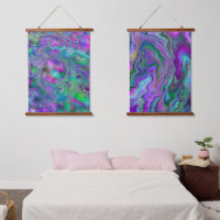 Purple Blue Fluid Art Swirls and Bubbles  