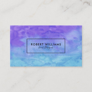 Purple & Blue Fluid Watercolors Paper Texture Business Card