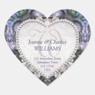 Purple Blue Fractals Fairy tale Wedding Stickers