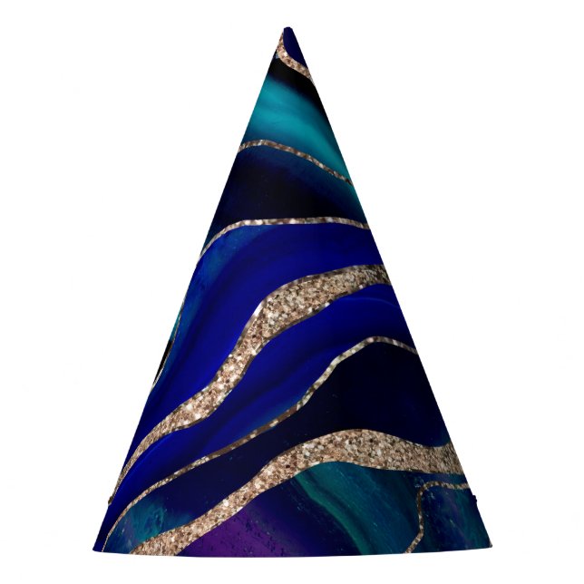 Purple Blue Galaxy Nebula Agate Glitter Glam #1 Party Hat (Front)